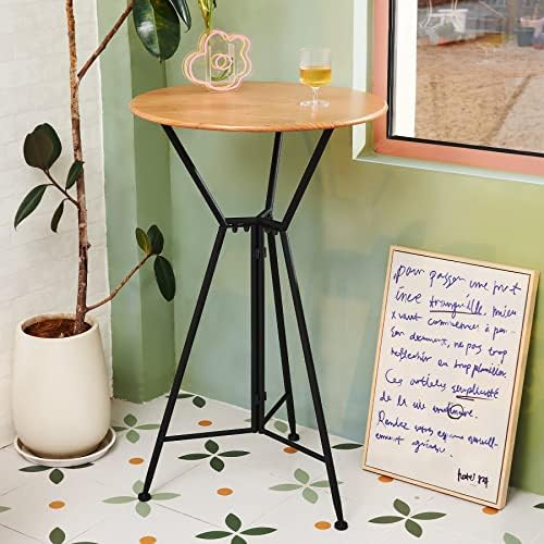 VONLUCE Bar Table for Home Pub Bistro, Cocktail Bar Dining Table for Kitchen Restaurant Patio More, High Table with Round Table Top 1m Counter Height Table Frame, Garden Bar Table, Brown