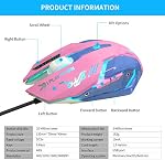 Lovely Fils USB La souris de l'ordinateur,7 Couleurs rétroéclairées, Boutons silencieux,2400 DPI pour les filles, les étudiants (rose bleue)