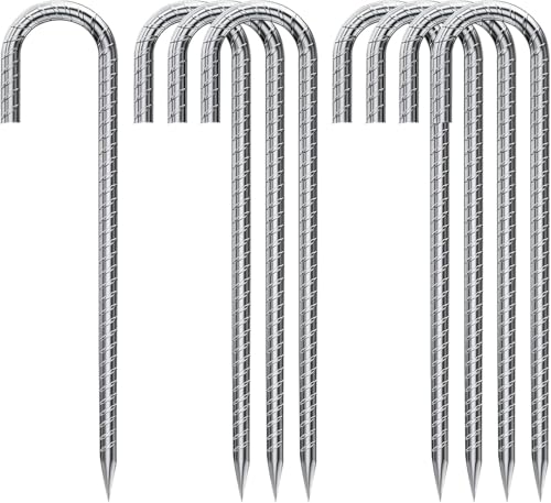 Bodenanker Trampolin 8pcs 32cm Boden Heringe Erdnägel Verzinkt Erdspieß Bauanker Nagel Zeltnagel mit Meißelspitze am Ende ideal zum Verankern von Zaun Zelt Netz Trampolin oder Plane
