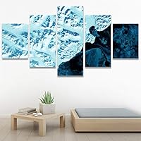 SIGNWIN 5 Panel Canvas Wall Art Abstract Aerial Contemporary Mixed Media Modern Art Multicolor Texture for Home Decorations Ready to Hang - 60