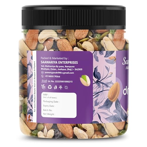 Image of Premium Trail Mix | An Eclectic Mix of 8 Healthy Superfoods Nuts- Cashews, Almonds, Pistachio | Dry Fruits Cranberries, Raisins | Seeds - Pumpkin, Sunflower | Reusable Jar (1 Kg, Mix Dry fruit)