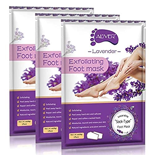 Aliver Foot Peel Mask For Dry Cracked Feet 3 Pack Exfoliating Dead Skin Remover Feet Foot Care Women And Men Make Your Soft In 7 Days Lavender