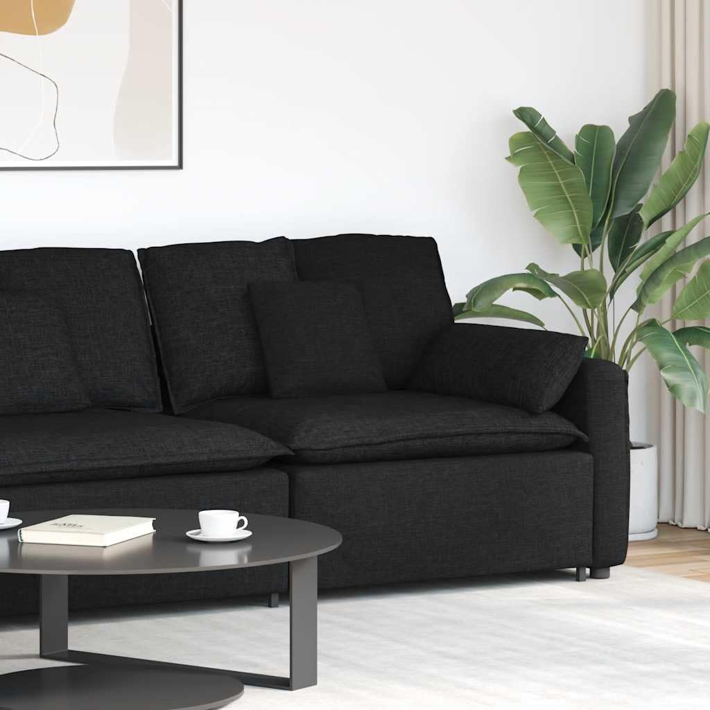 Sofá modular con reposabrazos y cojín, color negro, 100 cm de ancho del asiento, estructura de metal, para salón, salón y salón, combinable de forma flexible