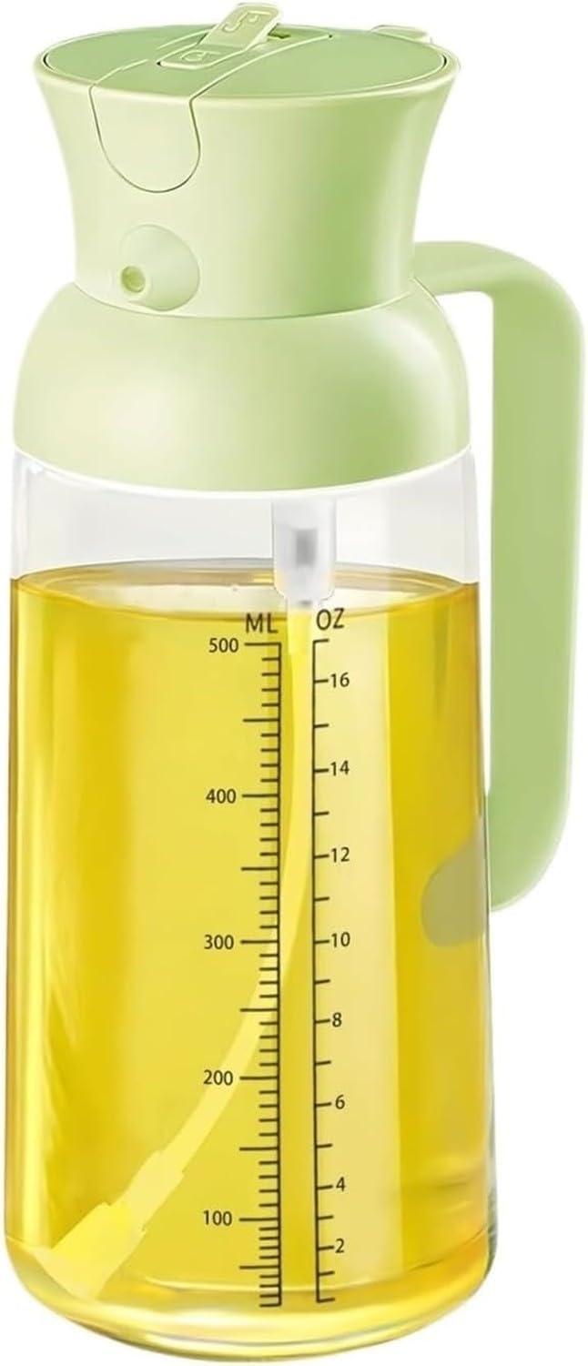 AIEIJJH Oil Dispenser Cruet Bottle for Air Fryer and Sprayer Kitchen Reusable Spray Bottle for Olive Oil Cooking, Salad, Barbecue Kitchen, GREEN, 550ml