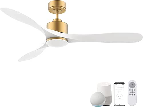 cumilo 52" Smart Ceiling Fans with Lights Remote,Quiet DC Motor,Dimmable,Gold