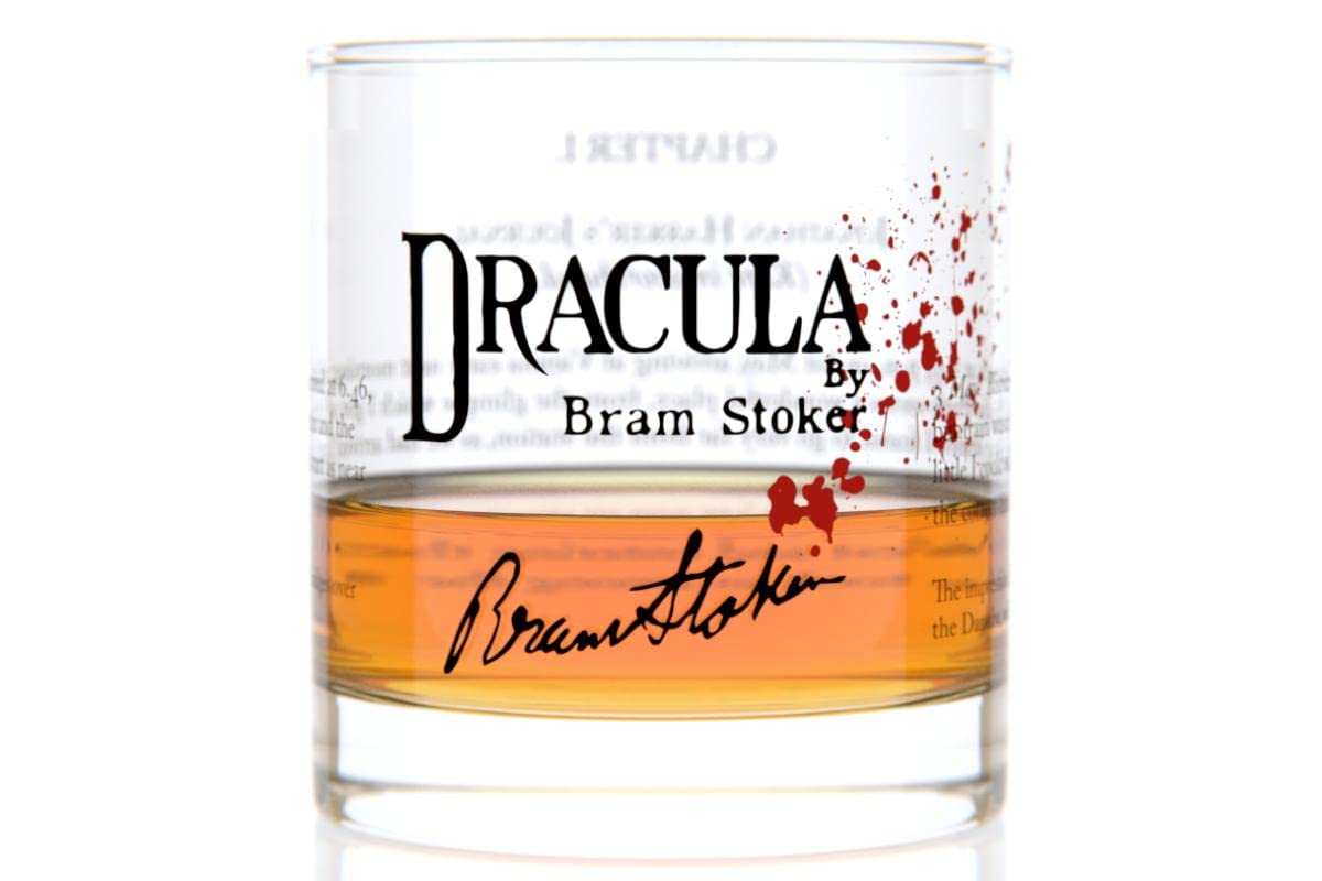 Well Told Classic Literature Rocks Glass - Dracula by Bram Stoker - Old Fashioned Whiskey Glass Gift for Book Lovers (11 oz)