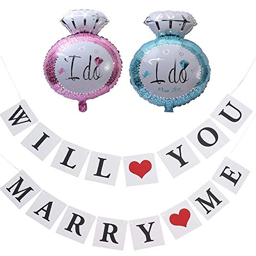 Pancarta Propuesta, 3m Quieres Casarte Conmigo Pancarta + 2 Anillos de Diamantes...