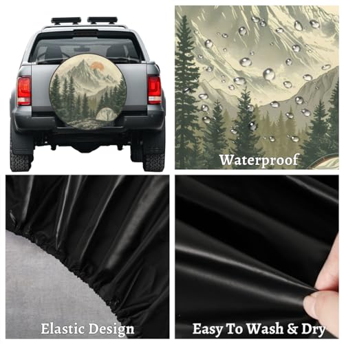 Image of Spare Tire Cover for RV Trailer, Forest Nature Tire Covers Universal Fit for Travel Trailer Camper Jeep RV SUV Truck Waterproof Wheel Cover (15 inch for Diameter 27 inch - 29 inch)