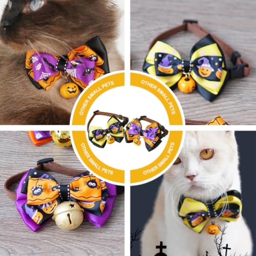 Collar de Halloween para gatos y perros pequeños pack de 2 pajaritas ajustables 4