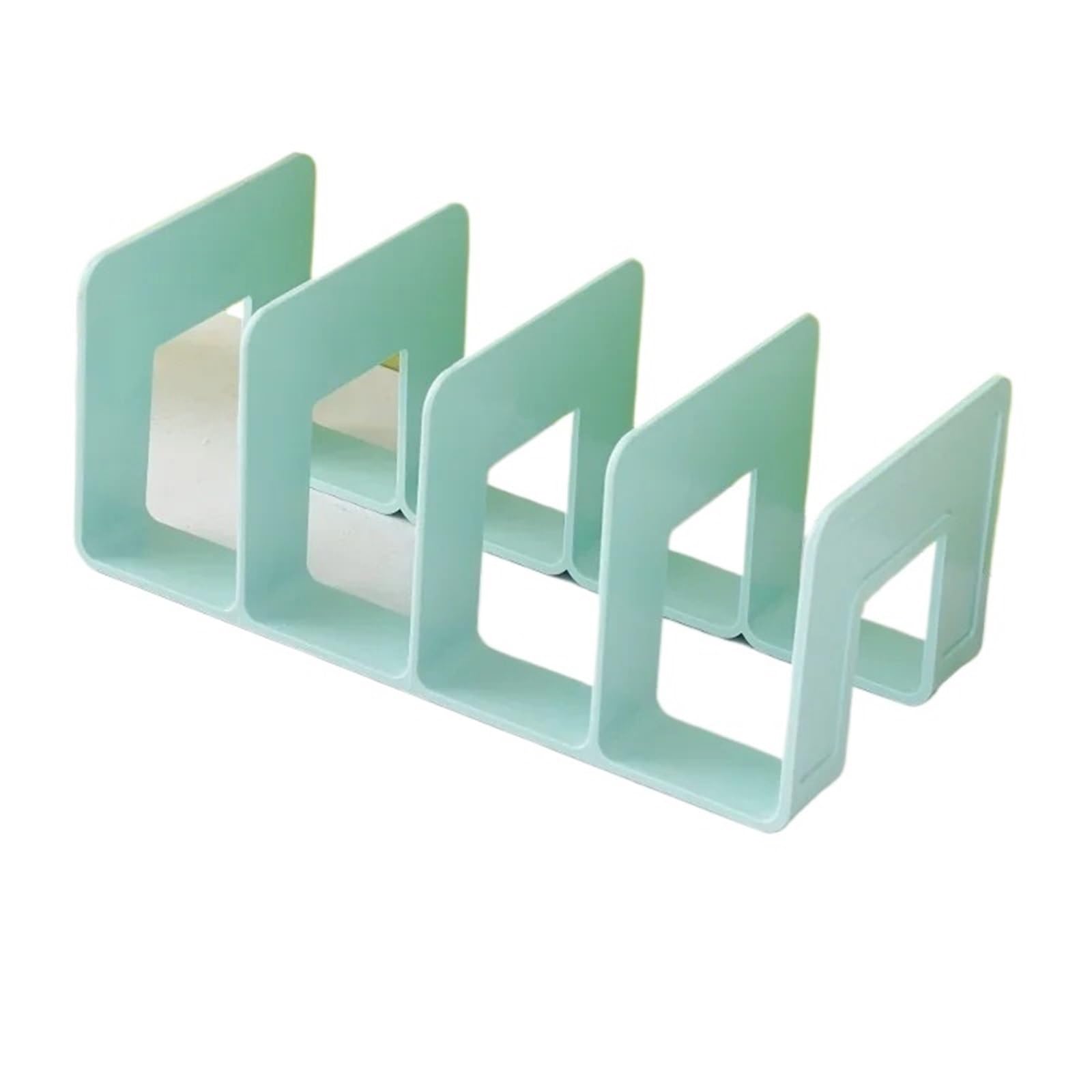 Bookends 4 Grid Bookends Stand Bookshelf Desktop Decor Storage Rack Bookend Book Holder Stationery Office File Organizer(Green)