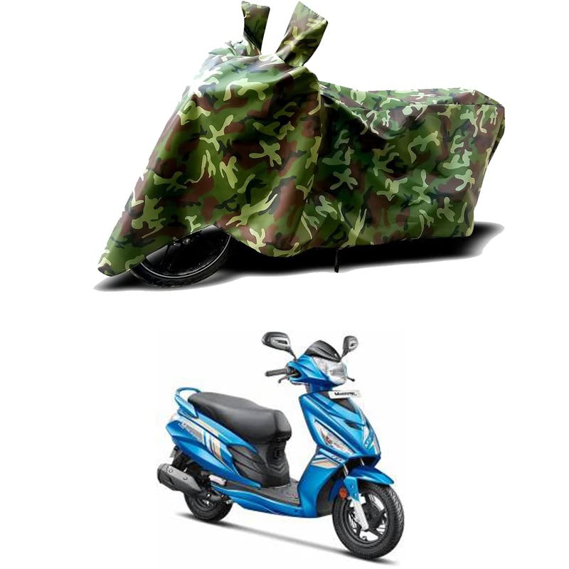 Image of 100% Water Resistant Full Bike Scooty Two Wheeler Body Cover Compatible for Mahindra Kine /UV-Rays /Heat Protection /Birds Dropping /Scratchproof /Dust Proof /Waterproof /All Varients[Green MJ]