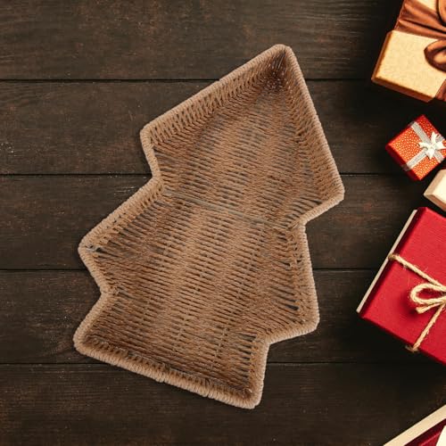 Cesta de pan PRETYZOOM en forma de árbol para decoración de mesa navideña 6