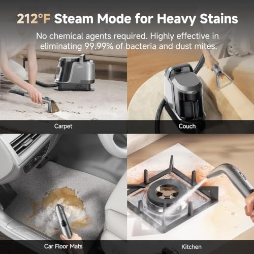 Image of Uwant Carpet Cleaner Machine with Steam&Hot&Cold Water Models 18Kpa Powerful Suction Upholstery Cleaner Machine with Pet Pro Cleaner for Pets, Carpet Steam Cleaner Set of 1