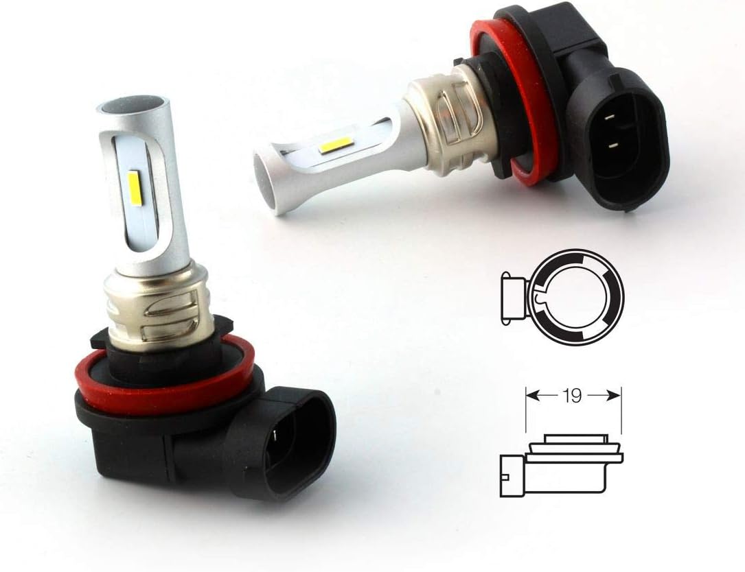 Alla Lighting PGJ19 Base LED Upgrade H8 H11 Fog Lights/DRL Bulbs H16 H1155 711 64211, 6000K Xenon White