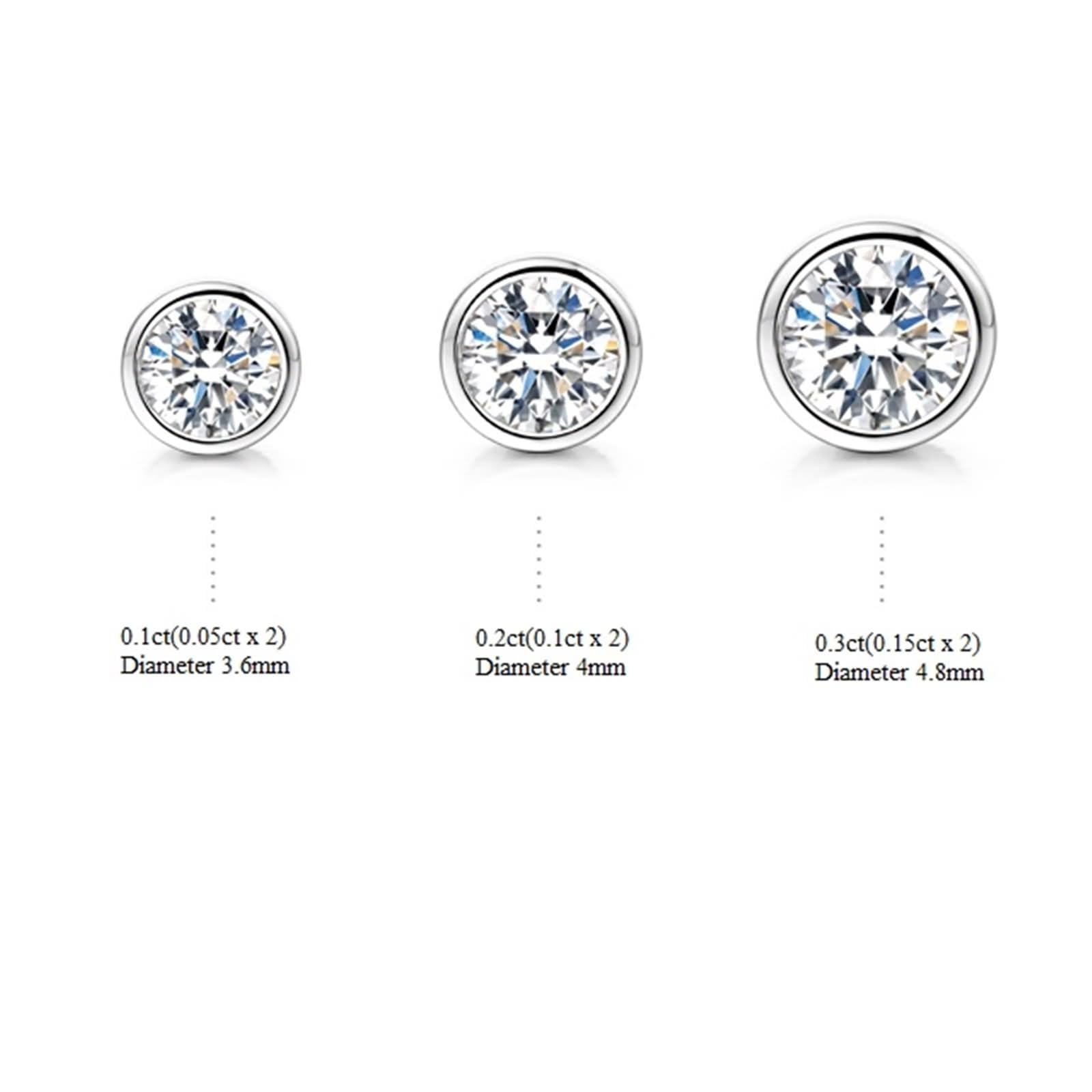 Pendientes de fiesta, aretes de tuerca para mujer, simples con diamantes de forma redonda, oro blanco de 9 quilates, 14 y 18 quilates