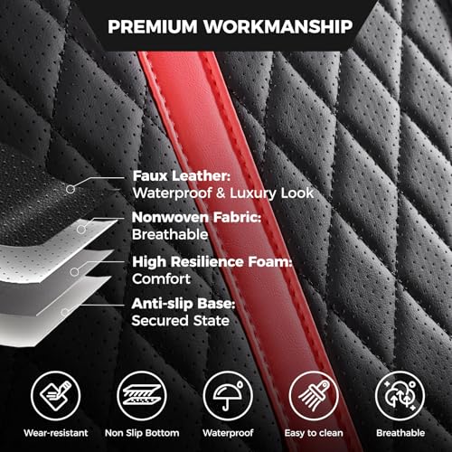 Image of Seat Covers for 2019-2026 Dodge Ram 1500 /2500 /3500, Flat Bench | lumbar padded, premium waterproof leather, full coverage, anti-slip, storage pockets, long-term durability, airbag compatible
