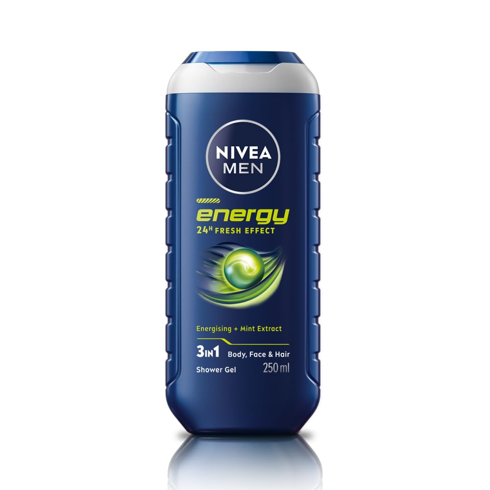 Nivea Men Body Wash, Energy With Mint Extracts, Shower Gel For Body, Face & Hair, 250ml Nivea Men Body Wash, Energy With Mint Extracts, Shower Gel For Body, Face & Hair, 250ml