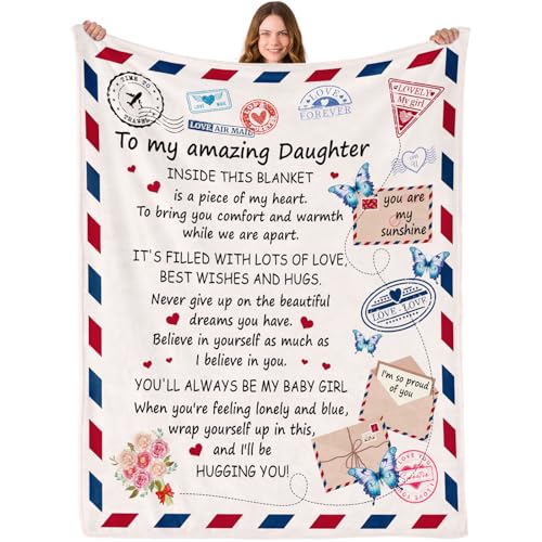 Daughter Gifts from Mom Dad- Daughter Birthday Gifts - Gift for Daughters - Mothers Day Valentines Day Wedding Gift Graduation Presents for Daughters Girls - to My Amazing Daughters Blanket 50X60