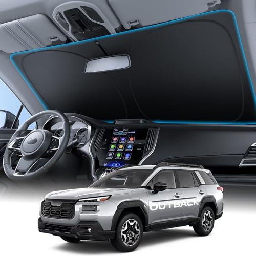 Wigoo for Subaru Outback Windshield Sunshade [OEM Design, 100% Sun Blockage] Foldable Heat Insulation Sun Shade with Storage Bag, for Subaru Outback (2020-2026), Silver Coating