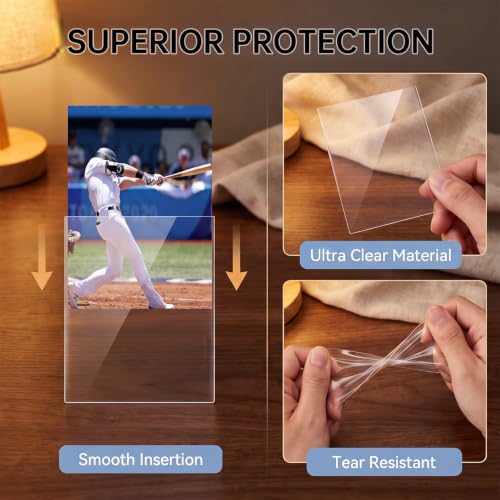 Image of 1000 Count Clear Card Sleeves, Baseball Card Sleeves | Plastic Trading Cards Sleeve for Sports Baseball Football MTG PKM Game Standard Cards
