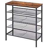 IBUYKE Schuhregal, Schuh-Organizer, Schuhablage mit 5 Ebenen, 75.0x30x87cm, Schuhschrank mit flach oder abgewinkelt, Schuhbank für Eingangsbereich, Diele, Wohnzimmer, Industrie-Design TMJ083H