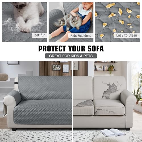 Image of TAOCOCO Settee Covers, Sofa Covers 4 Seater, Large Sofa Slipcovers, Pet Couch Covers, Non Slip Sofa Covers, Washable Sofa Protectors for Dogs (Dark Grey)