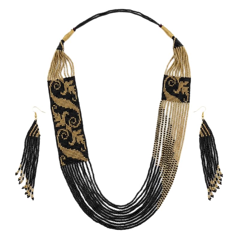 Collar Gerdan ucraniano de cuentas hecho a mano con diseño barroco floral