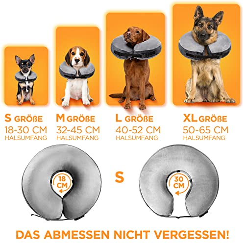 Halskrause Hund - Aufblasbarer Hundekragen Leckschutz - Halskrause weich - Kragen für Hunde nach OP - Schutzkragen Hund - Rasche Genesung an verletzten oder operierten Stellen - S