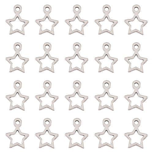 Craftdady 50pcs Antique Silver Hollow Star Pendants 14x10mm Tibetan Celestial Little Star Dangle Charms for Jewelry Making Hole: 1.5mm