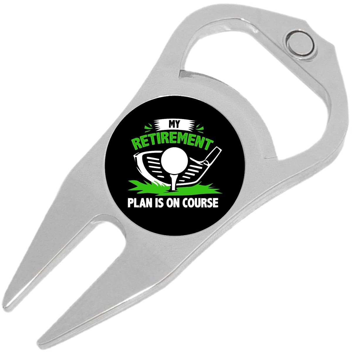 NewCharms My Retirement Plan is On Course Golf Ball Marker Divot Repair Tool Bottle Opener