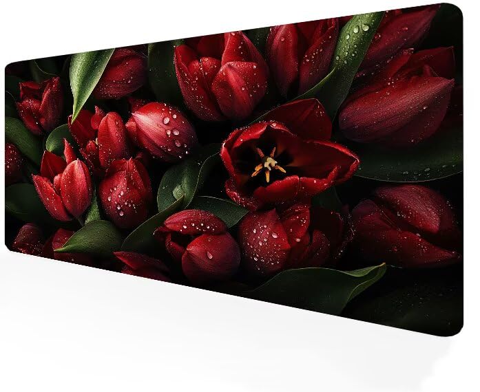 Tapis de souris fleur XXL 900x500mm en caoutchouc pour grand bureau PC
