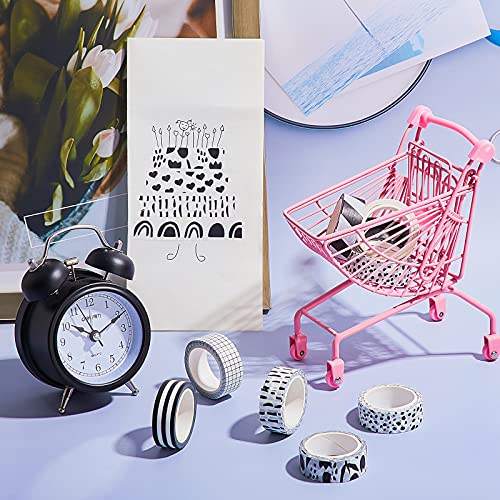 Outus 12 Rolls Washi Tape Set Black White Paper Thin 15 Mm Wide 7 Meters Long Decorative Craft Adhesive Masking Tape Washi Tape Black White Strip For Diy Wrapping Decoration (Stylish Style) #TOP4