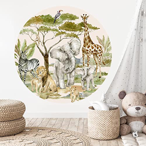Jungle Animals Wall Decals Kids African Safari Animal Wall Decal Peel And Stick Circle Wall Sticker Nursery Woodland Wall Decor Elephant Giraffe Stickers For Baby Boys Girl Bedroom Playroom Wall Decor #TOP28