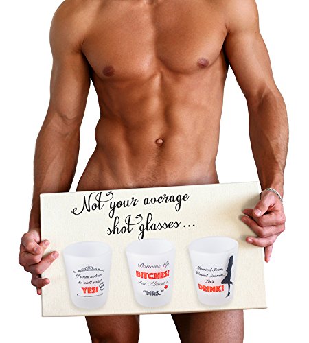 Vibe2O Bachelorette Party Favors Glass Shot Glasses (6 "Bottoms Up Set) Funny, Sexy Novelty Gift Tequila, Whiskey, Vodka Jello Shots Shot Glass Favor #TOP3