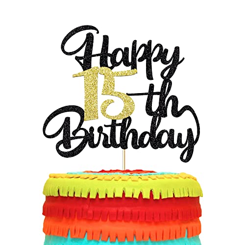 Image of Klionjor 15th Happy Birthday Cake Topper - Happy Birthday Decoration for 15th Party - Gift Plugin (15)