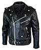 Mens Cow Hide Original Cross Zip Brando Biker Motorcycle Real Leather Jacket Black #4
