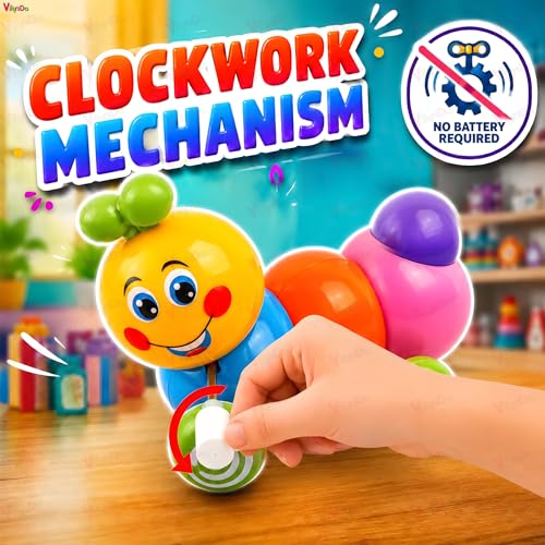 Image of VikriDA Wind-Up Caterpillar Toy Set for Kids | Colorful Push & Go Toy for Toddlers Boys & Girls (Assorted Color) - Pack of 2Pcs