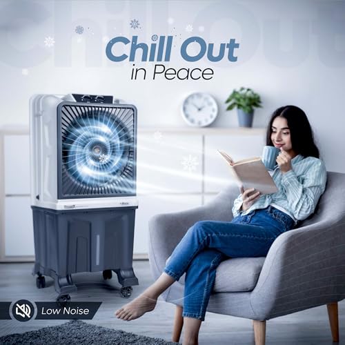 Image of SUMMERCOOL Alvaro 95L Desert Air Cooler with powerful 16 inch motor | Inverter Compatible | 45Ft Air Throw | Double ball bearing Motor | Drain Hole | 1 yr Warranty | Grey