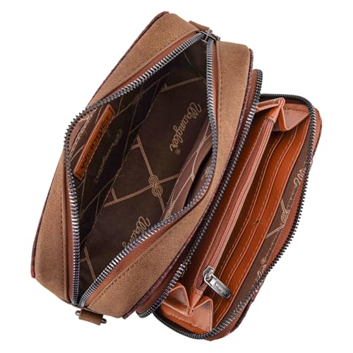 Image of Wrangler Aztec Crossbody Bag for Women Multi Pocket Shoulder Bag Boho Cross Body Wallet Purse