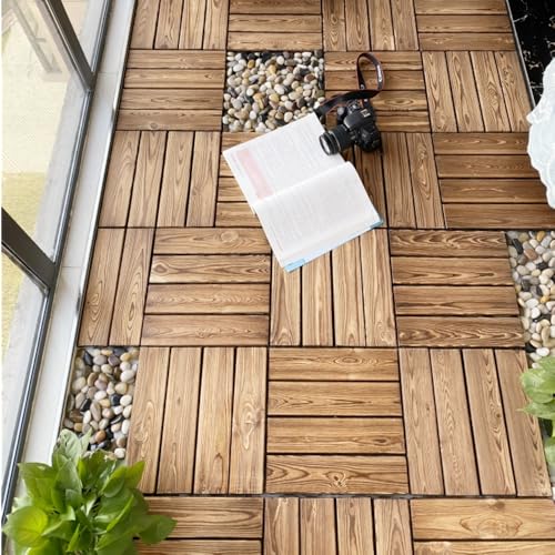 ウッドデッキ 置くだけ 防腐 連結 天然木 7枚 ウッドパネル セット...