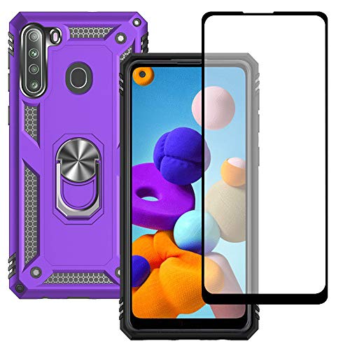 Coque Samsung Galaxy A21 Violet Yiakeng avec Protection Écran Verre