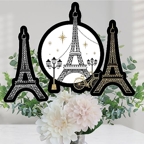 Big Dot of Happiness Stars Over Paris - Parisian Themed Party Centerpiece Sticks - Table Toppers - Set of 15