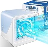 Portable Air Conditioner Fan, Evaporative Mini Air Cooler with 3 Speeds 7 Colors, 3 IN 1 USB Personal Cordless Air Cooler Desktop Cooling Fan with Large Water Tank for Home Room Office