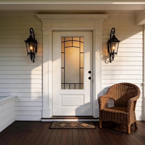 VUMALL 36x80 Smooth Fiberglass Entry Door, Primed Finish - 3/4 View Frosted Glass, 4-9/16 in.Vinyl
