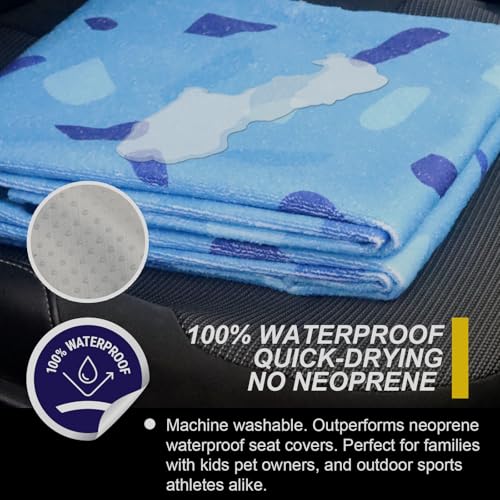 Image of Back Seat Cover for Car Trucks Van SUV Jeep,Waterproof Rear Bench Towel Seat Covers for Dogs and Kids,Automotive Backseat Protector (Blue Marbling)