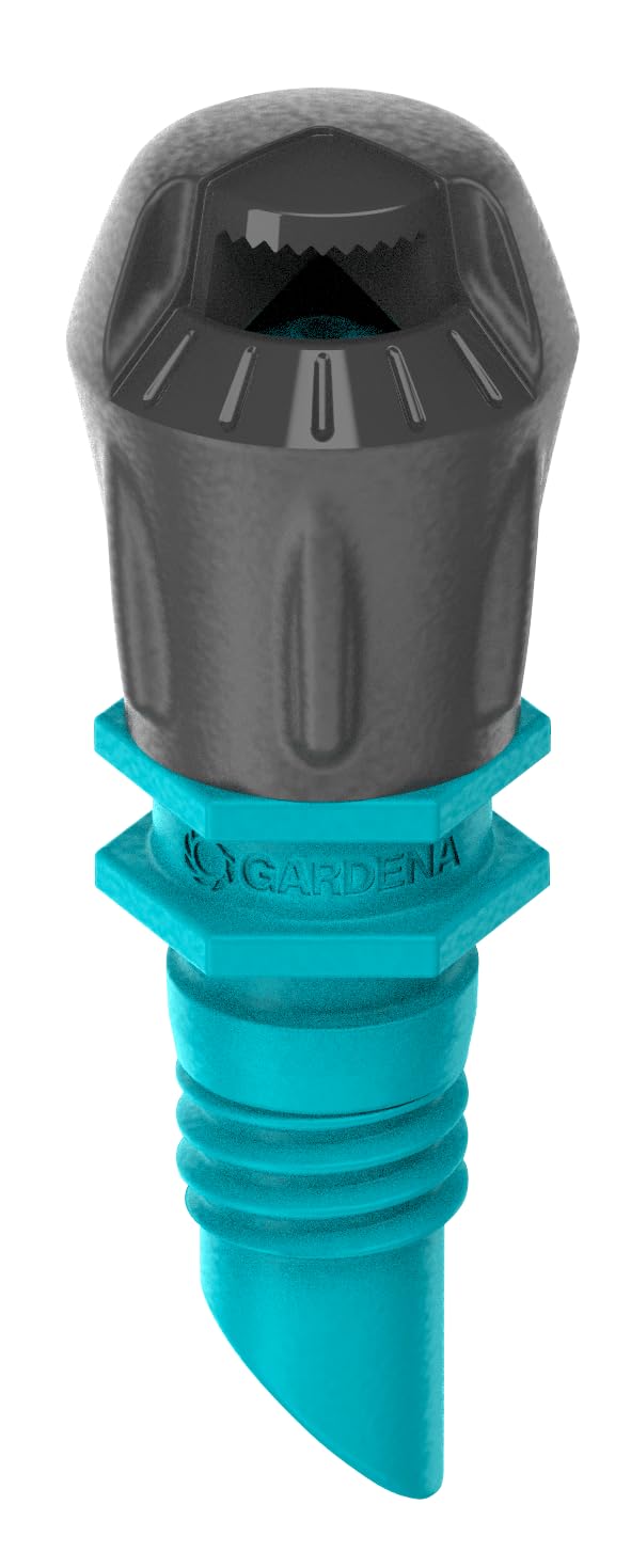 Micro-Drip-System Spray Nozzle 90 degrees: 90 degree spray head, adjustable, water-saving sprinkling, spraying range 2.5 m, 5 units (13320-20), Anthracite, Turquoise