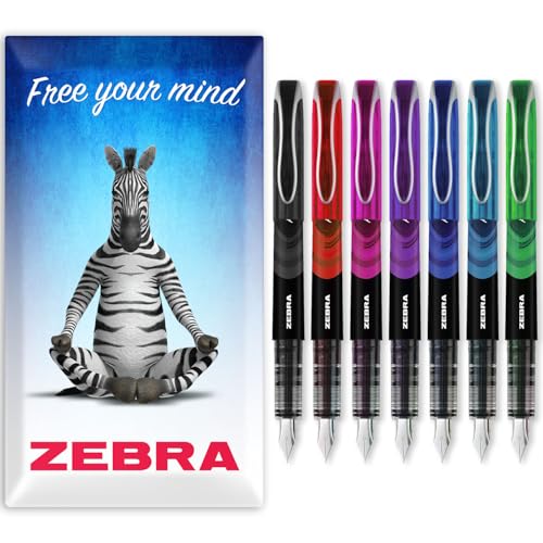 Zebra Fuente Pen - Disposable Fountain Pens - Pack of 7...
