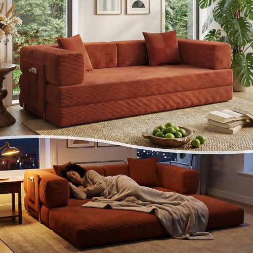 Fancyfire 78.8' Convertible Sofa Bed with Armrest Pillow, 4-in-1 Sleeper Couch Bed for Livingroom,...