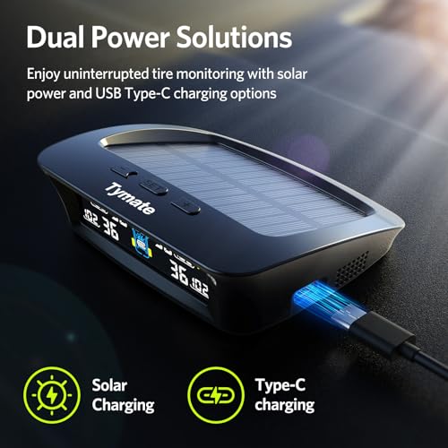 Tymate TM3 RV Tire Pressure Monitoring System, Tire Pressure Monitor with Solar Charge, TPMS with 4 Sensors(Max to 10) & 6 Alarm Modes, 2024 Updated w/Color LCD Display, 0-87PSI for RV/Trailer/Truck - Image 6