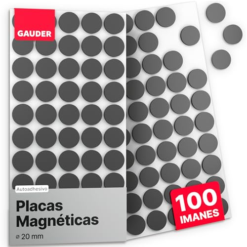 GAUDER Placas Magnéticas Autoadhesivas (⌀ 20 mm) | Imanes Adhesivos | Imanes Redondos Adhesivos para Cuadros y más